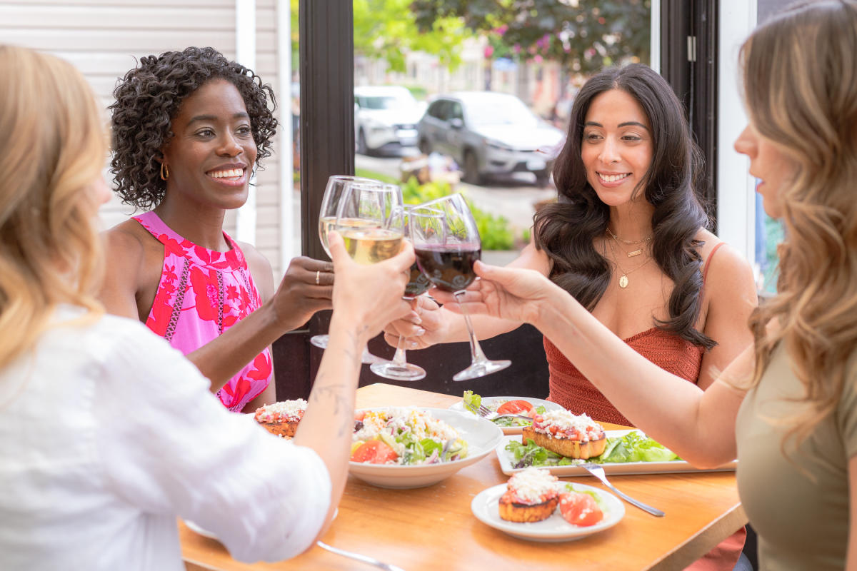 Women Restaurant Wine Food