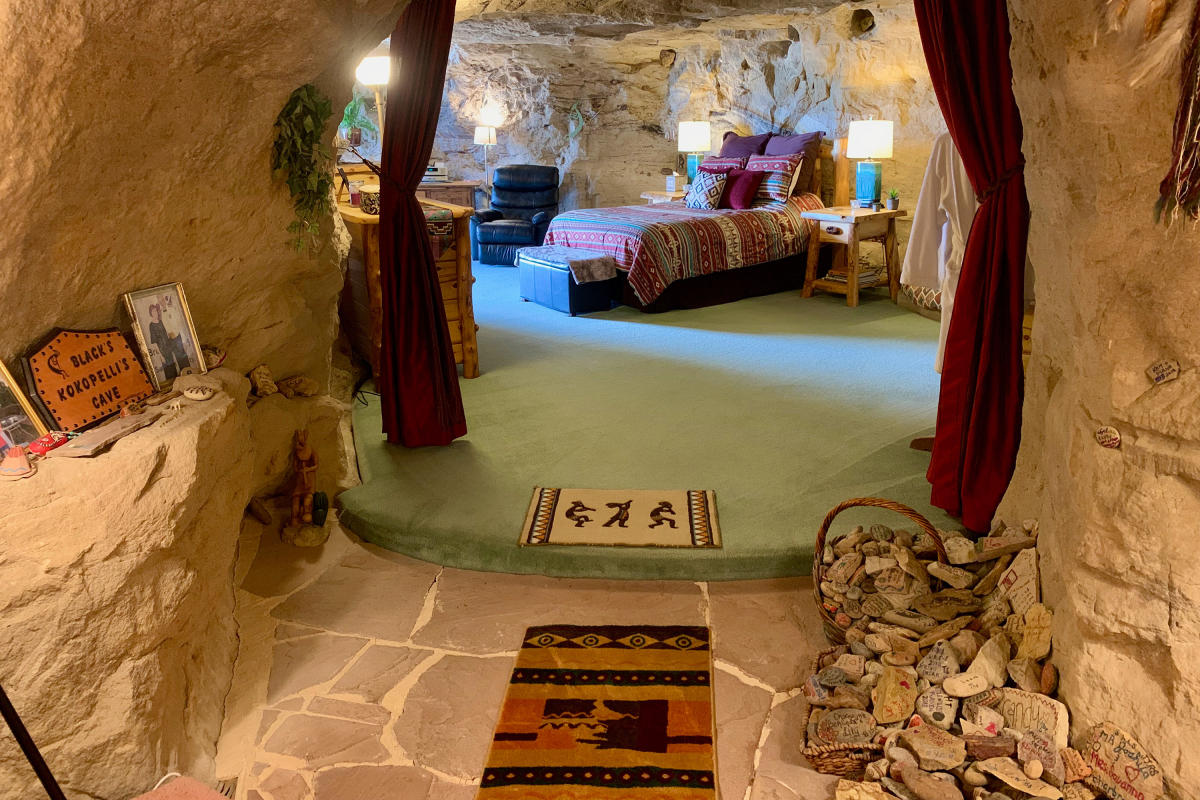 Kokopelli's Cave is 70ft. below the top of the cliff.