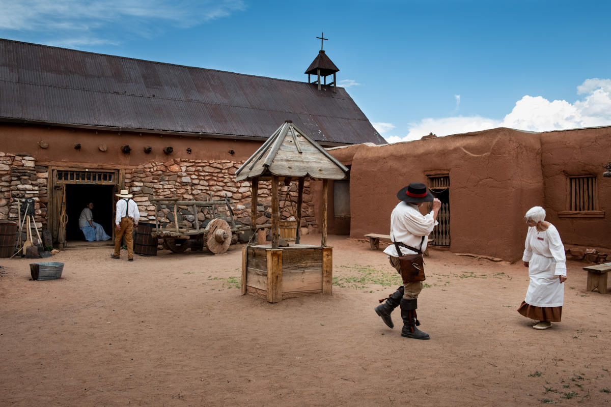 The courtyard at El Rancho de las Golondrinas is the hub of colonial life