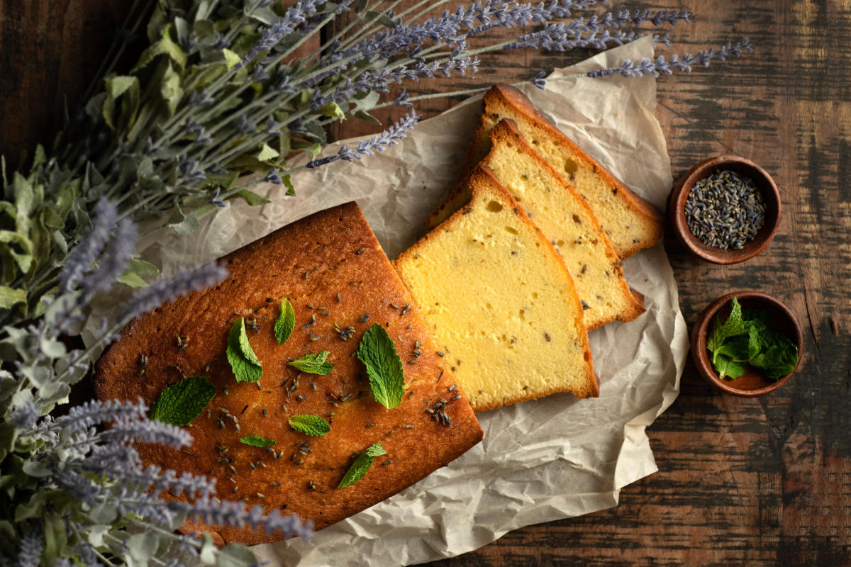 Lavender pound cake recipe from the Centennial Cookbook.