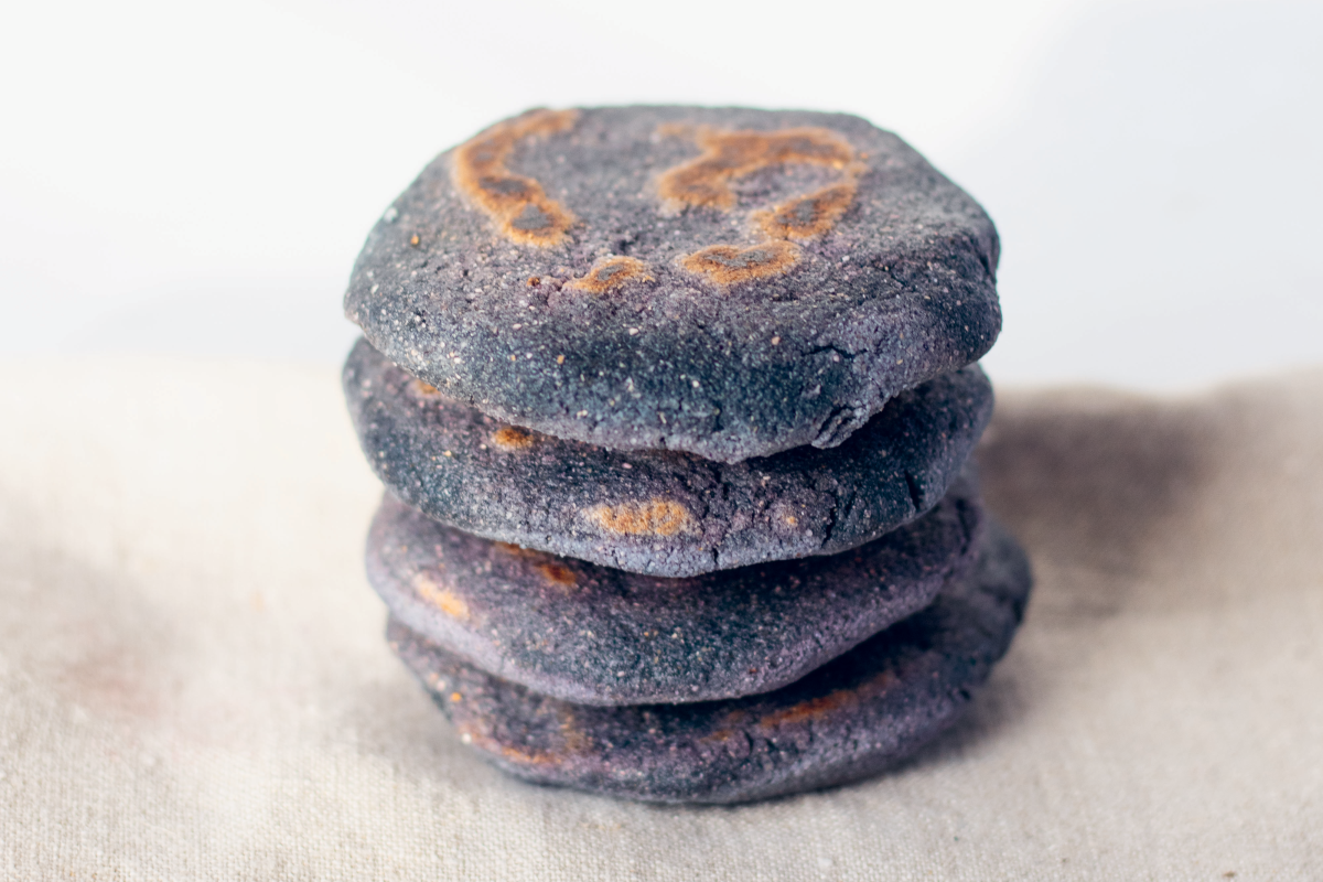 Bááh DootŁizhí (Blue Corn Patties) from Alana Yazzie's cookbook The Modern Navajo Kitchen.