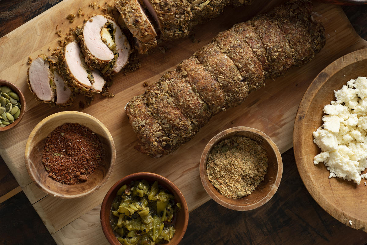 Pepita-Crusted and Green Chile–Stuffed Pork Loin