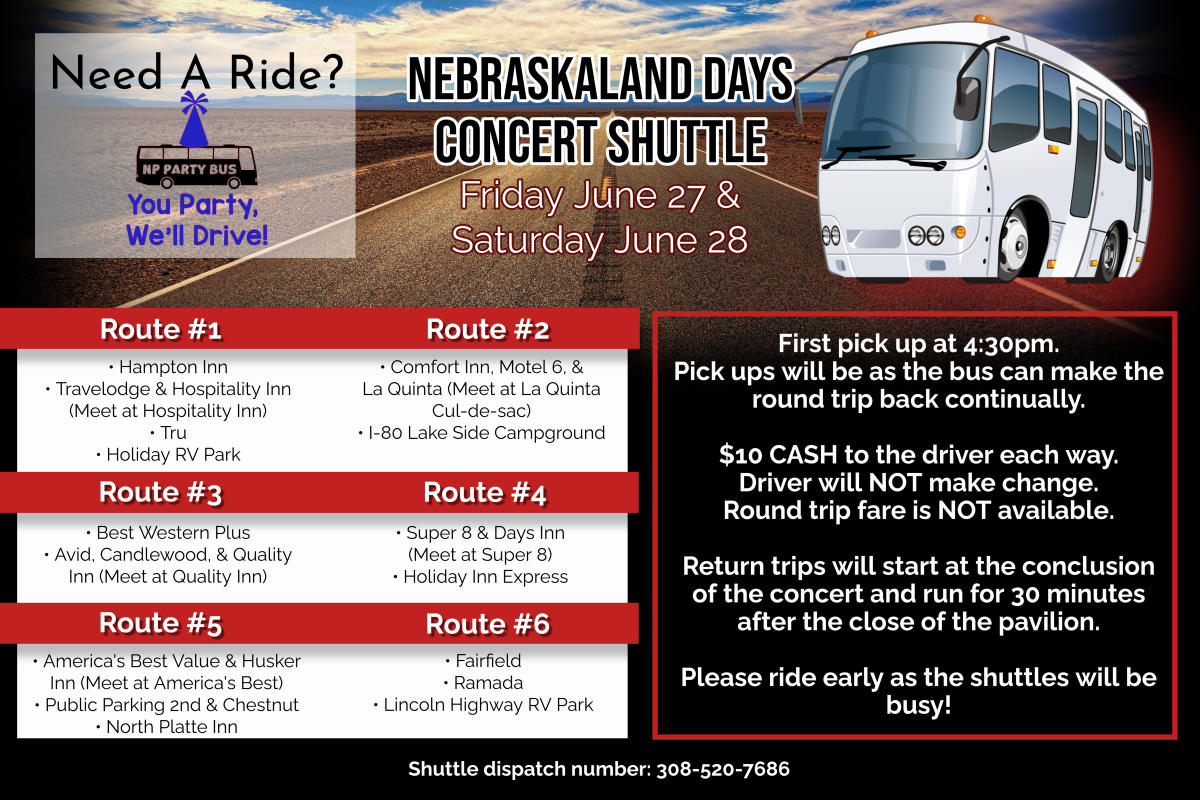 2025 Shuttle Schedule NLD Concerts