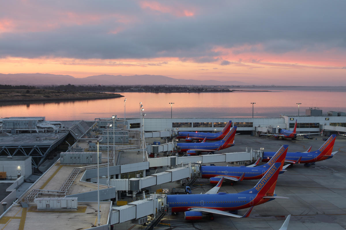 Aerial Sunset views from the Oakland International Airport