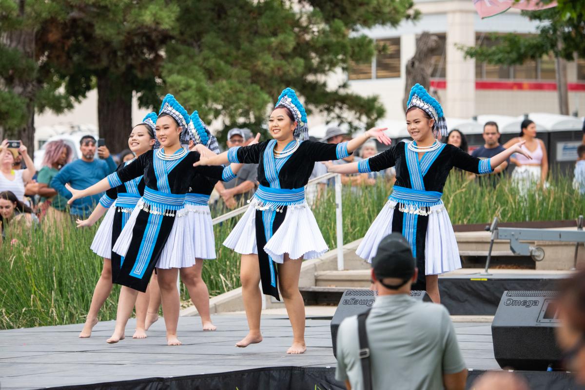 Women dancers performing at the Asian Night Market Festival in OKC's Asian District