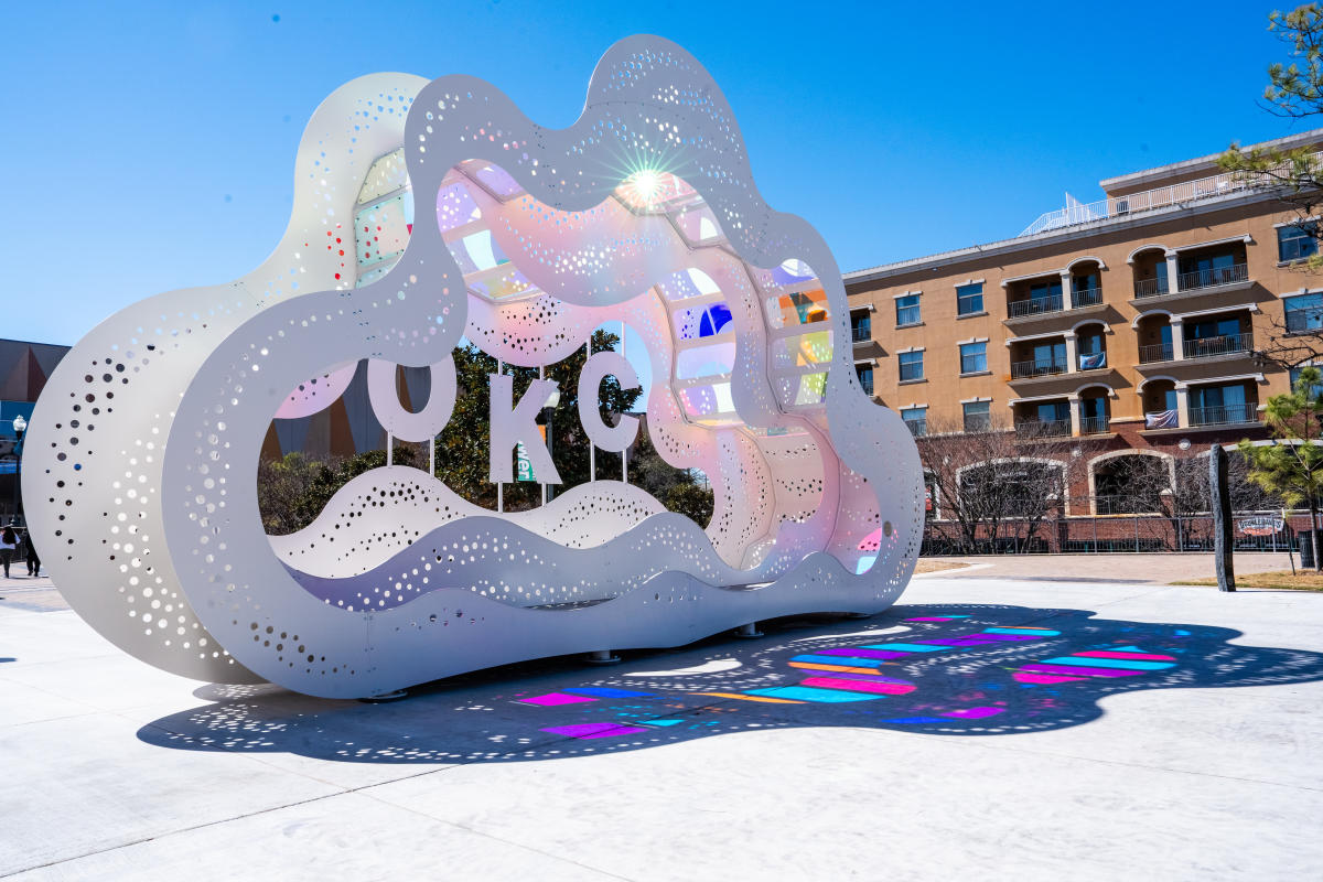 Cloud Embrace sculpture in Bricktown District