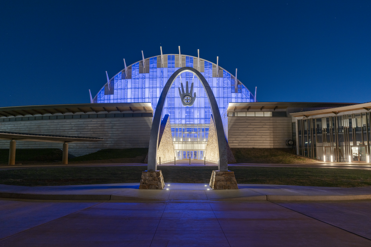 Exterior of Hall of The People at the First Americans Museum along the Oklahoma River