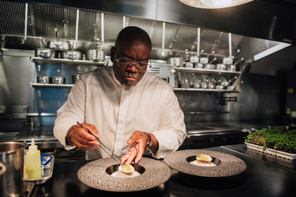 Chef Andrew Black Cooking at Grey Sweater