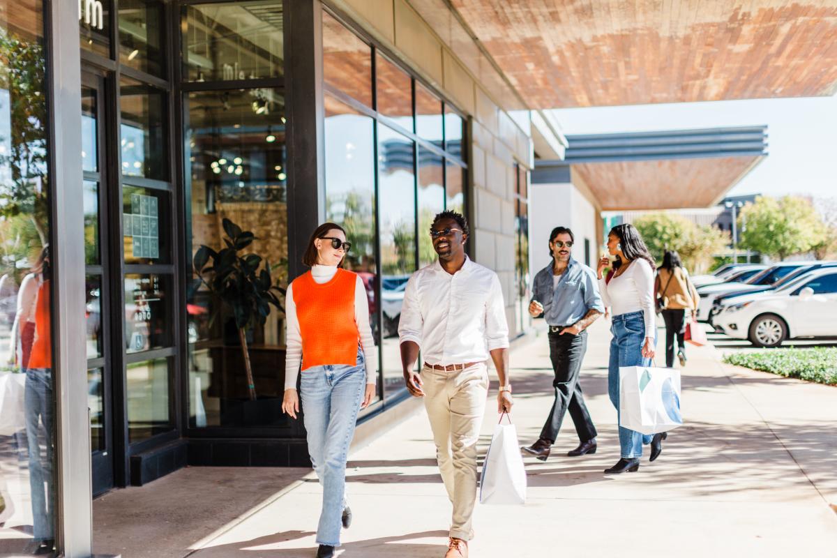 Two couples shopping at Classen Curve in Western Avenue District