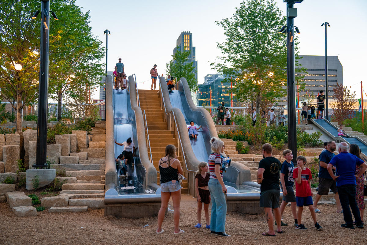 Slides in Gene Leahy Mall at The RiverFront