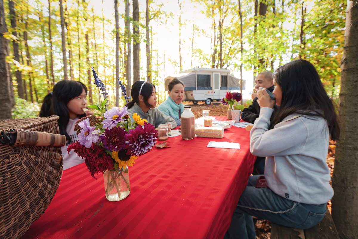 family having lunch