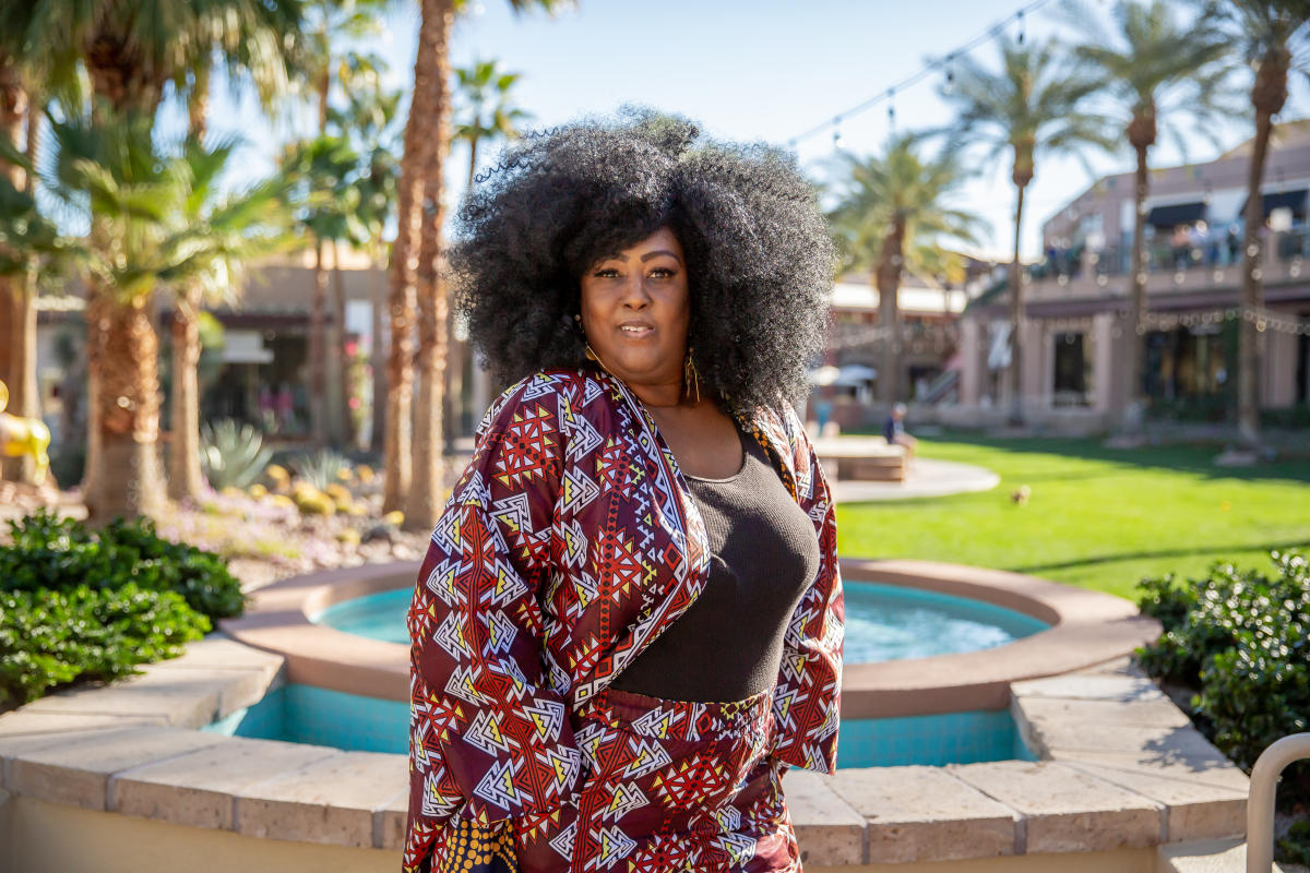 Aneka Brown, fashion designer and jewelry maker, photographed at The Gardens on El Paseo in Palm Desert