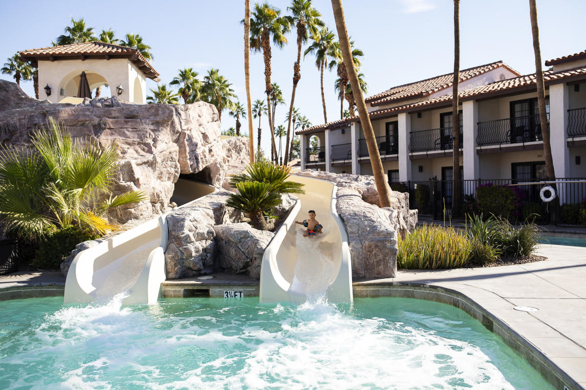 Dueling water slides at Splashtopia at Omni Rancho Las Palmas in Rancho Mirage.