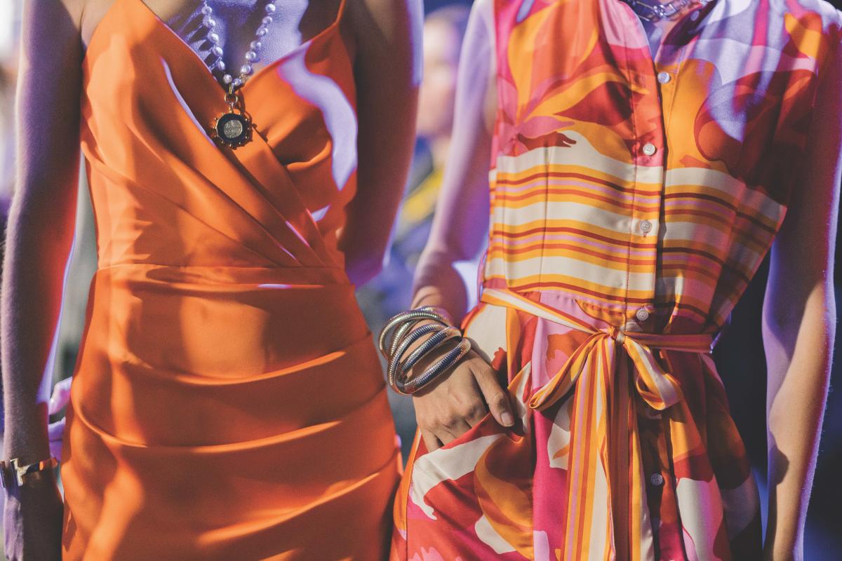 Two dresses up close from Fashion Week El Paseo 2024