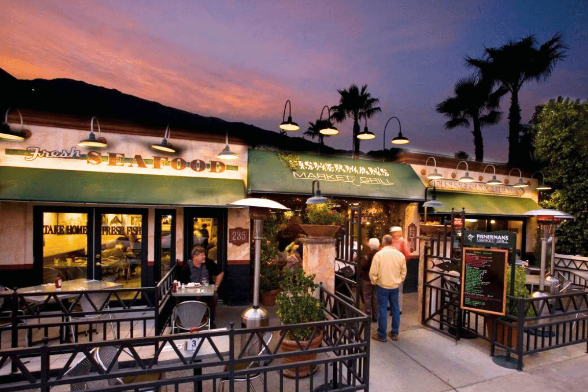 Fisherman's Market & Grill - Palm Springs. Front patio view