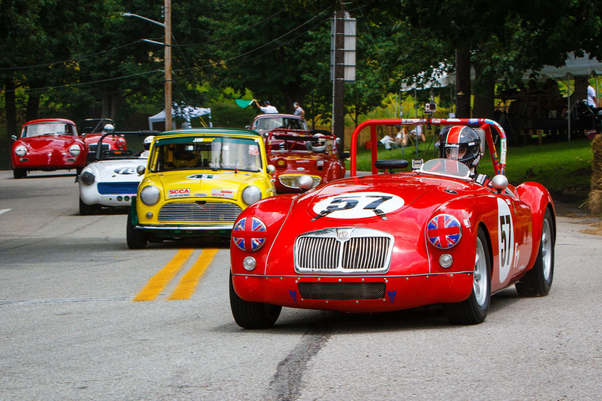 vintage cars cruising on Pittsburgh streets