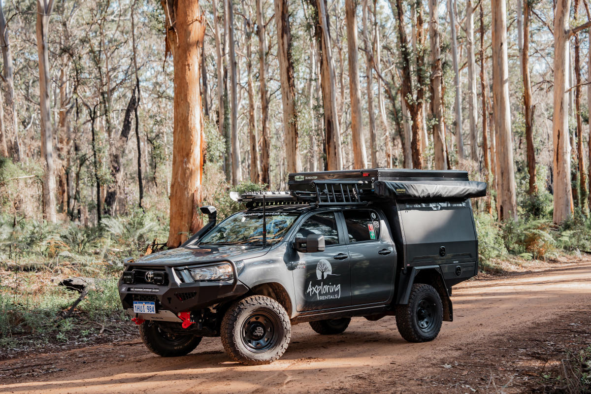 4xploring Rentals vehicle parked in forrest in Western Australia
