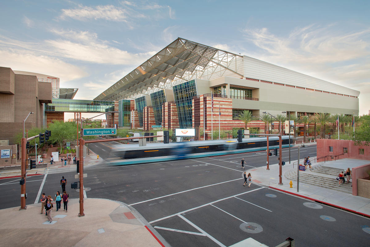 Phoenix Convention Center with Valley Metro Rail