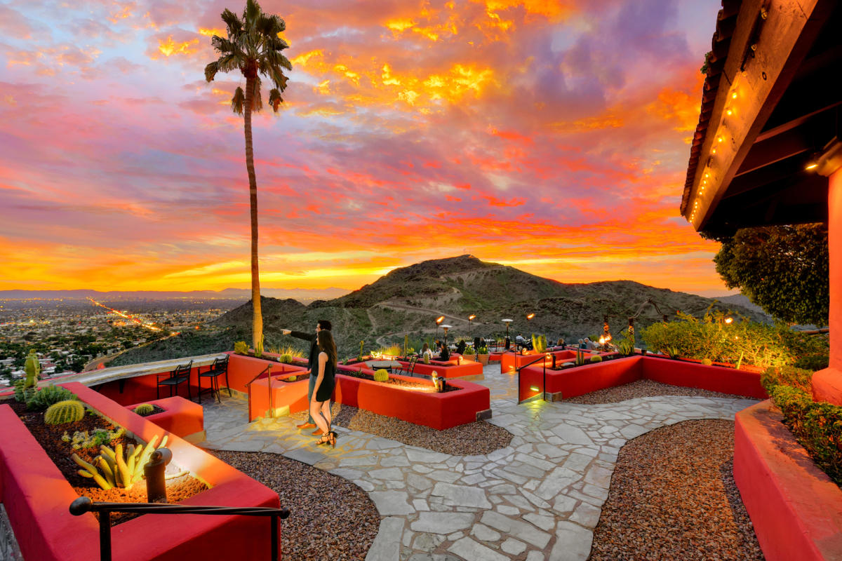 Different Pointe of View patio at sunset