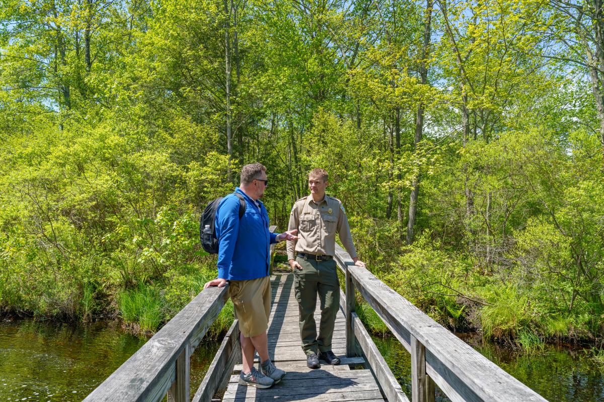 Jim & Justin on the bridge at Gouldsboro