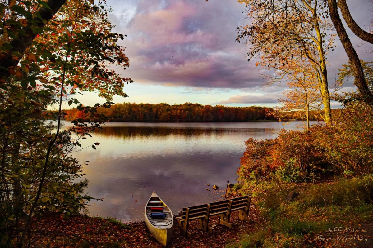 Lake and Canoe at Tobyhanna
