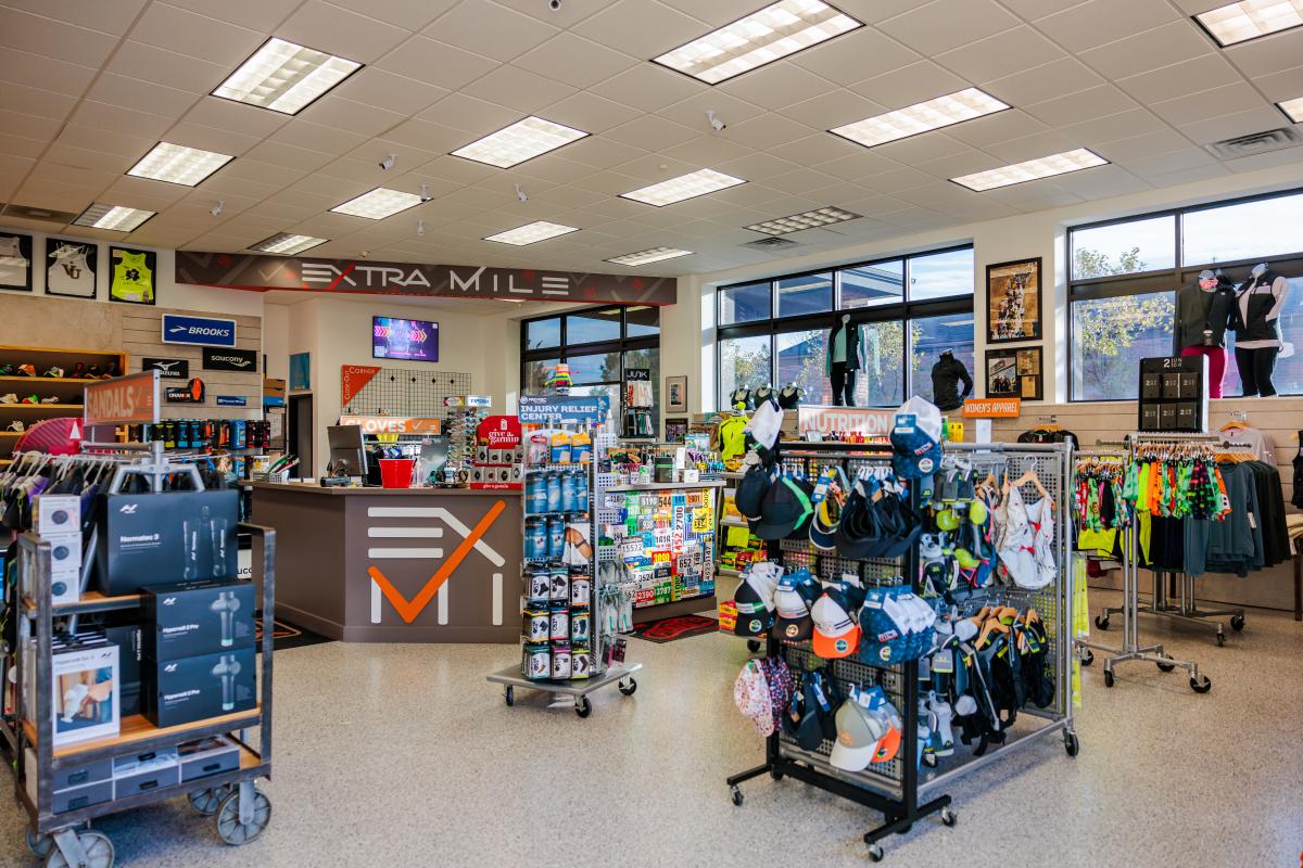 Interior shot of a sports store.