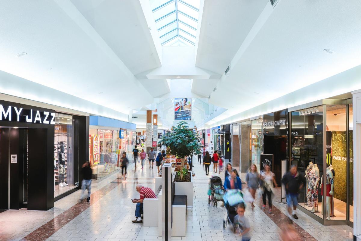 blurred image of the inside of Manassas Mall