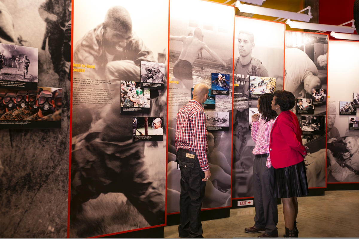African American Family at National Marine Corps Museum exhibit
