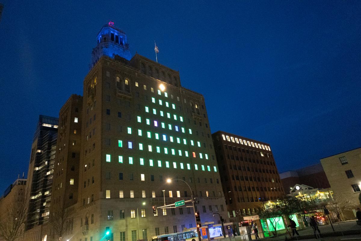 Holiday Lights in the Plummer Building