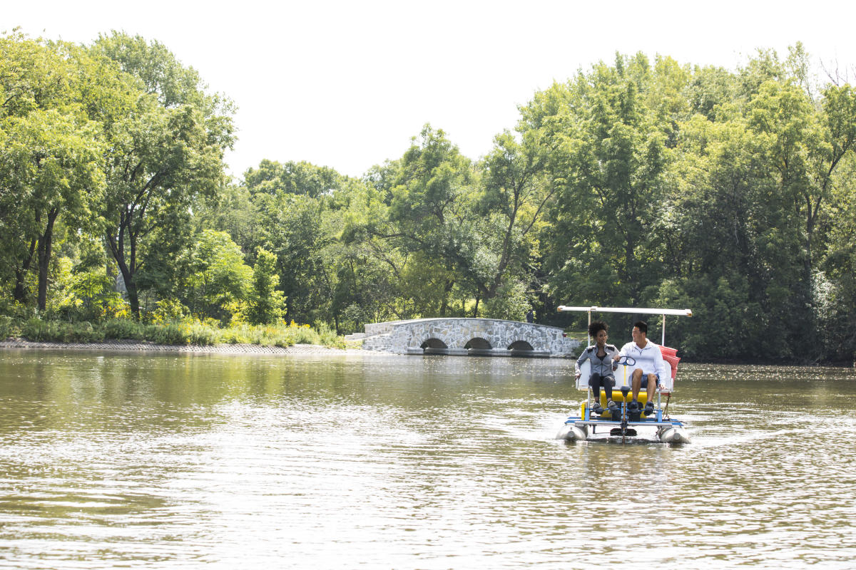 Paddle boating on Silver Lake in Rochester, MN