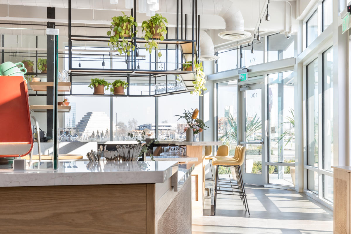 A sunny restaurant interior