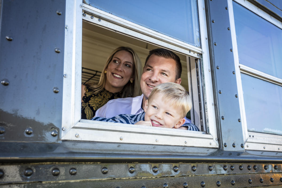 Family on train