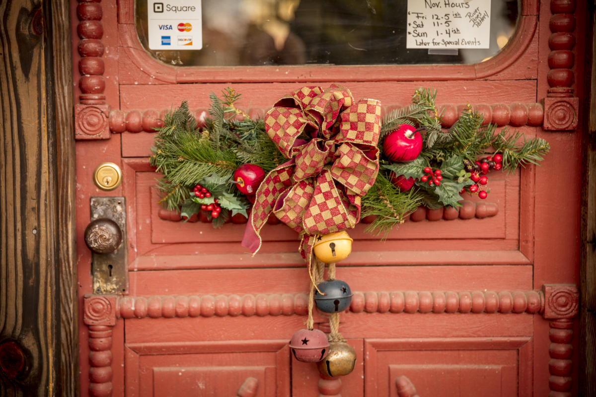 Christmas Decorations on Door