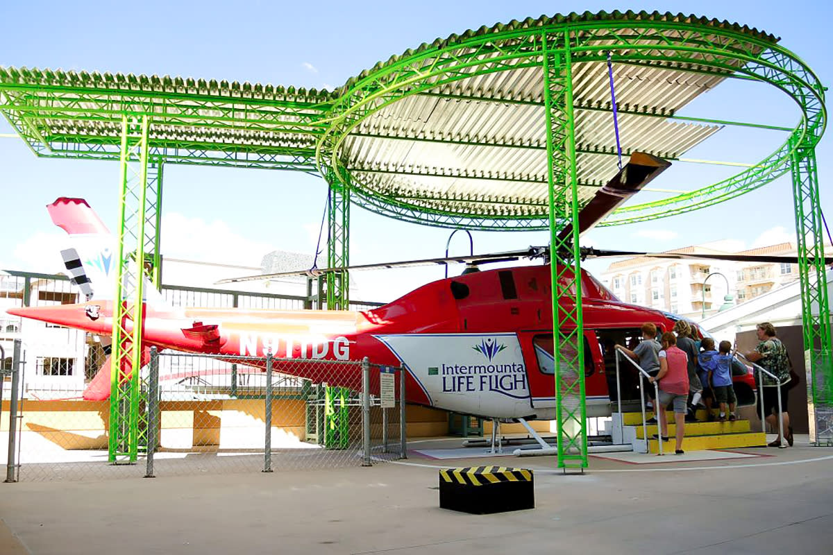 Intermountain Healthcare Saving Lives helicopter at Discovery Gateway