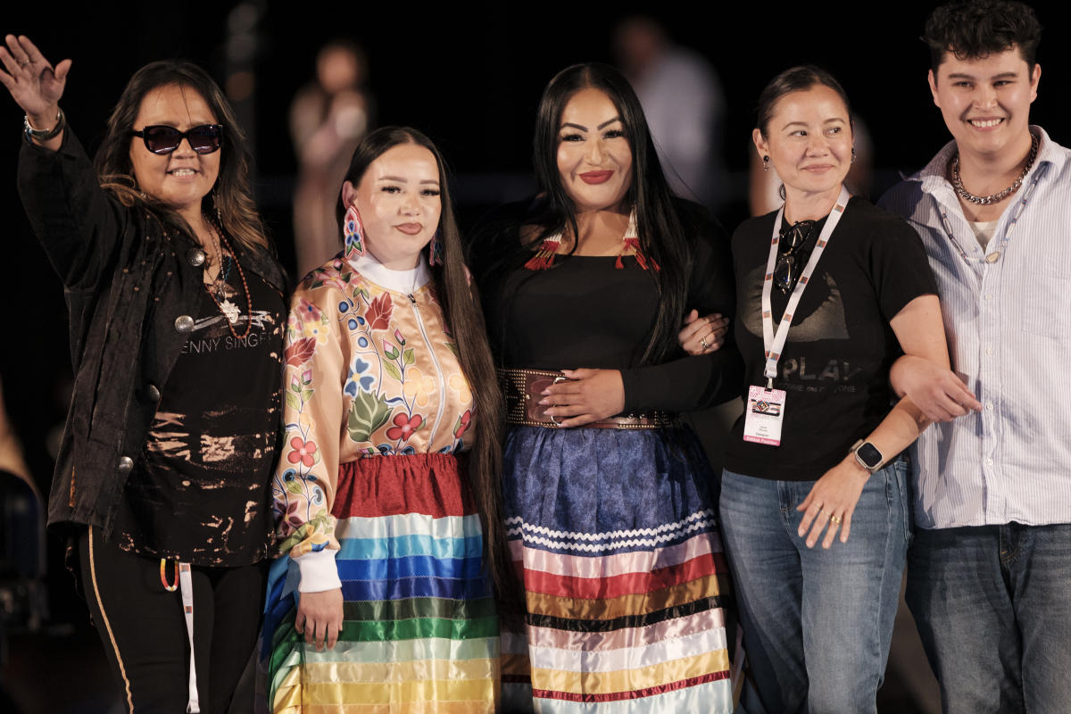 Photography by Jason S. Ordaz, 2025 SWAIA Fashion Show Designers. Penny Singer, Osamuskwasis, Lauren Good Day, Jamie Okuma, Jontay Kham.
