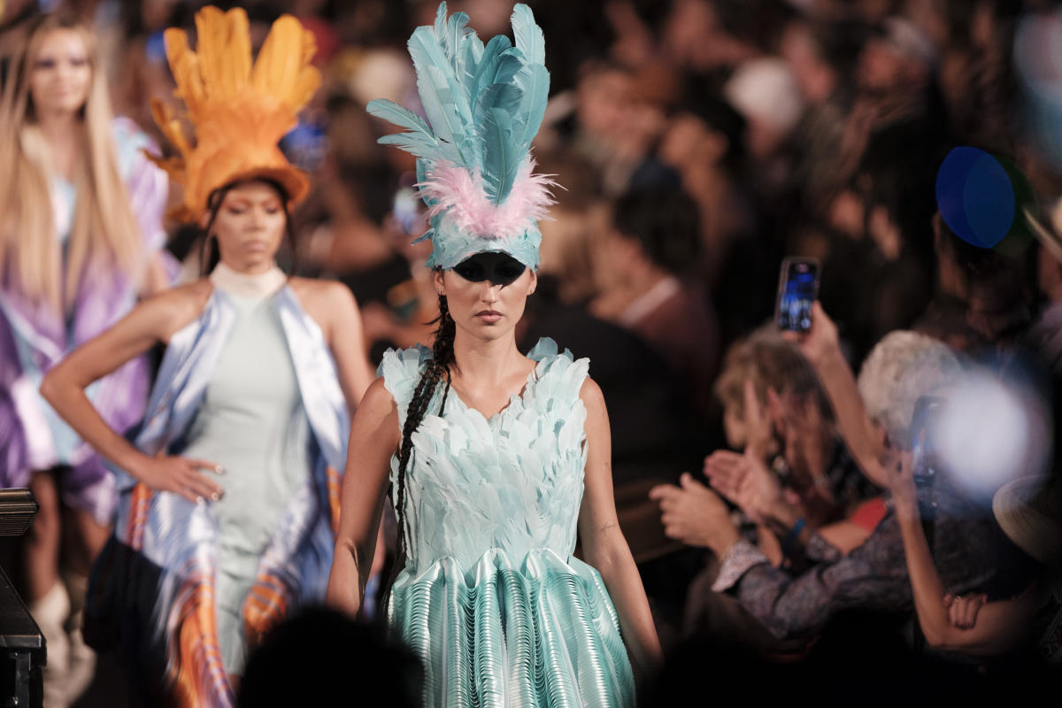 Photography by Jason S. Ordaz. Designer Jontay Kham. Model, Yaya. SWAIA Fashion Show 2025.
