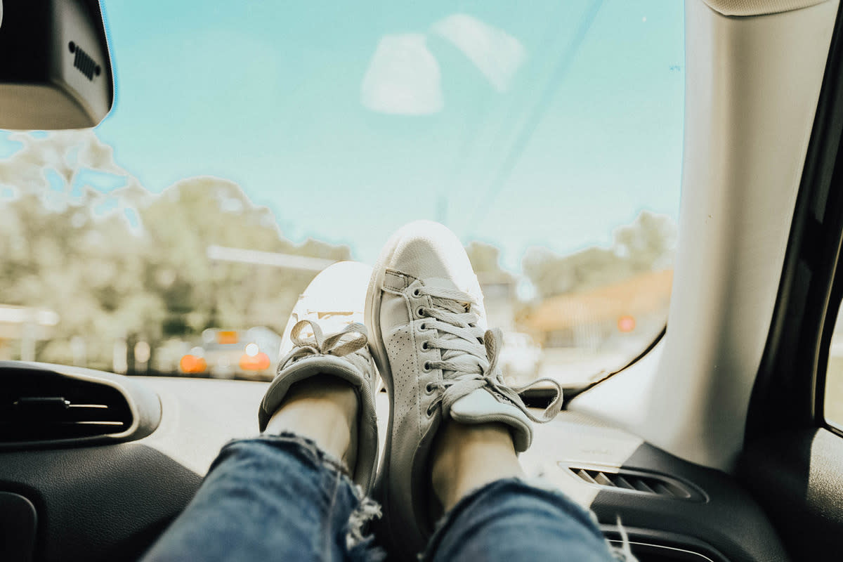 Feet on dashboard