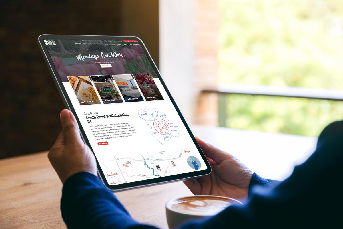 South Bend & Mishawaka, IN 2022 website on tablet