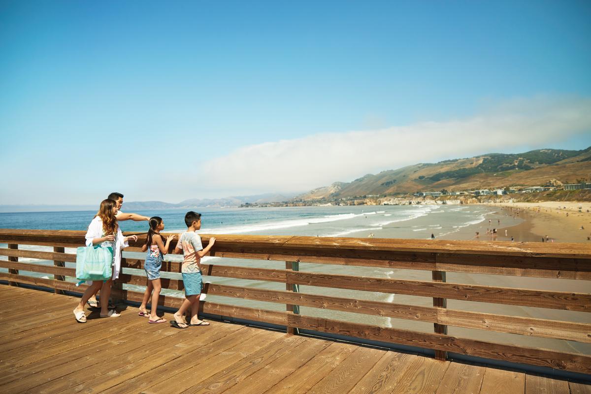 Family looking over beach