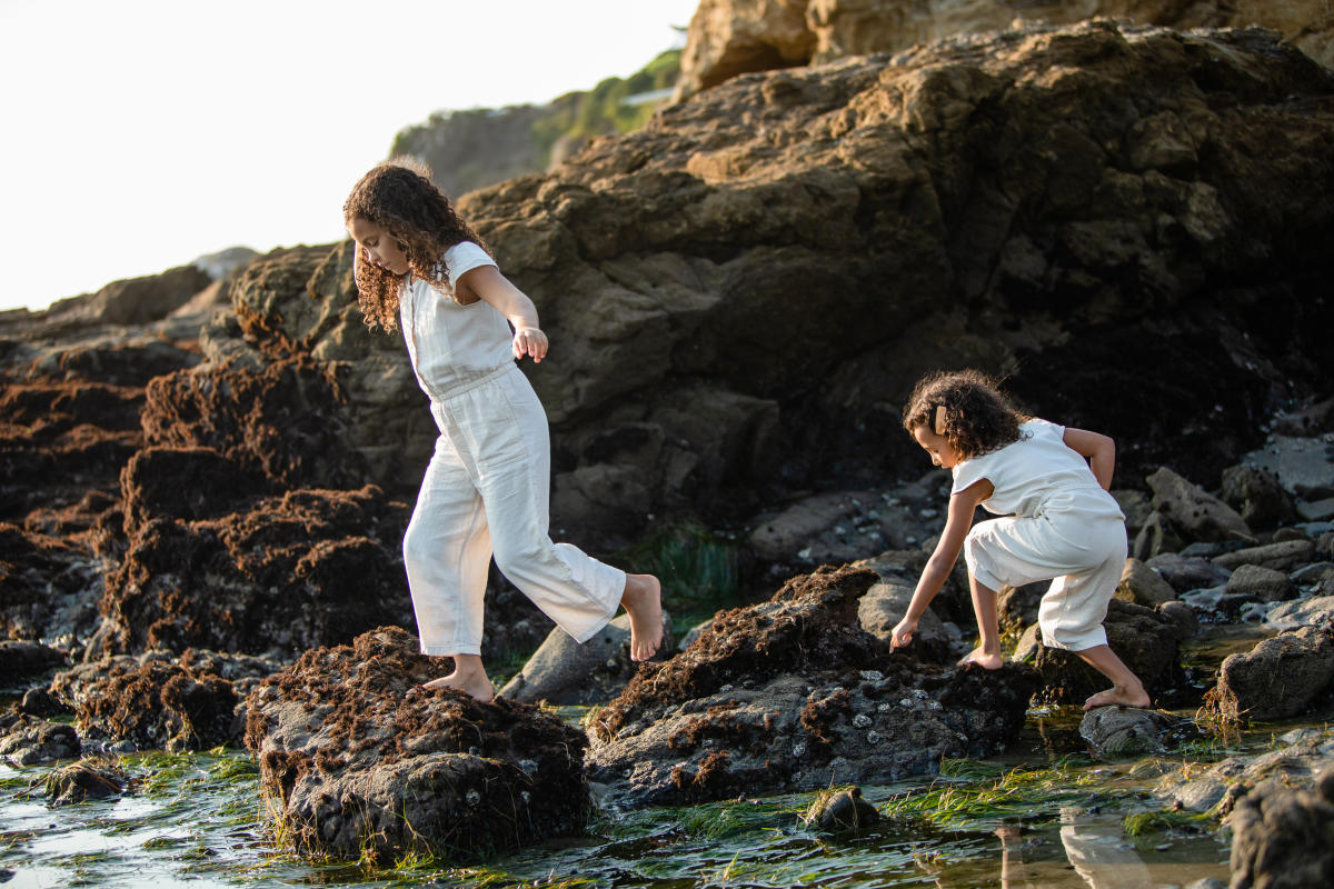 kids playing in tidepools