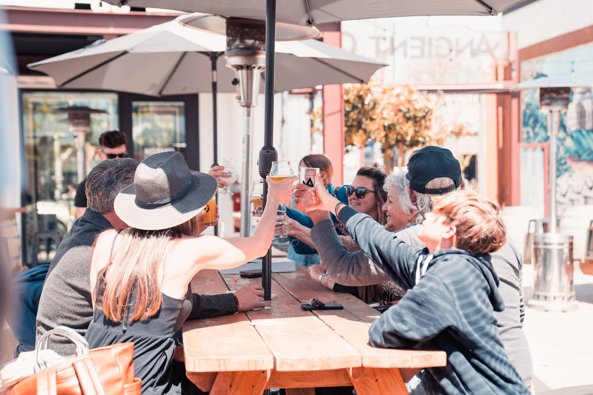 Group cheersing drinks at Ancient Owl in Atascadero