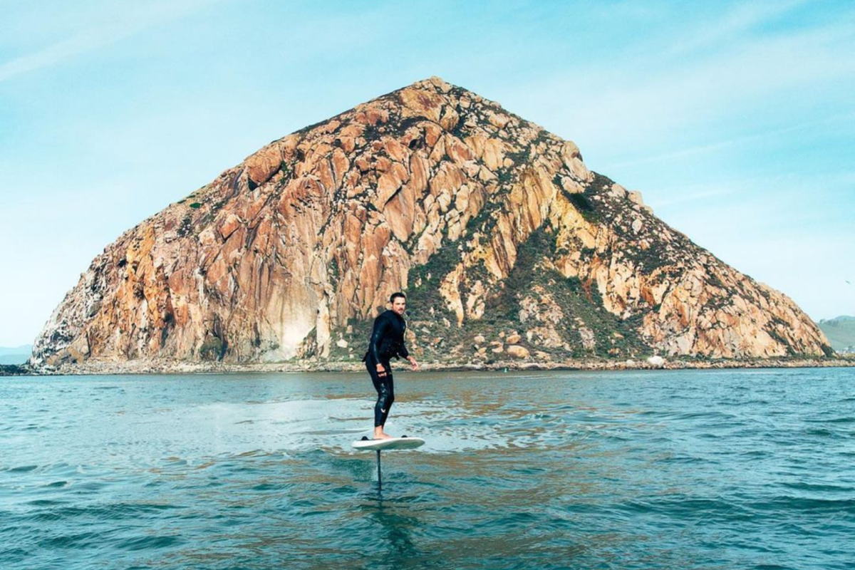 Dylan Efron e-foiling in the Morro Bay Harbor