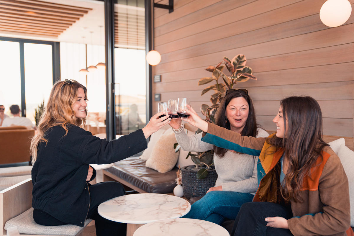 Group of girls wine tasting at Law Estate Winery in Paso Robles