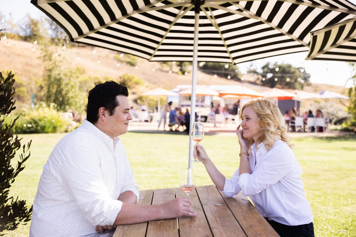 couple enjoying wine at Malene Wines in Edna Valley