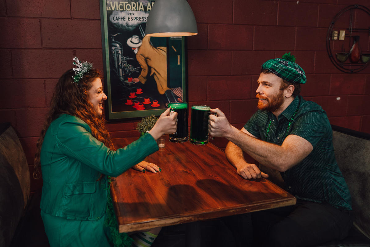 Friends Celebrating St. Patrick's Day at local pub