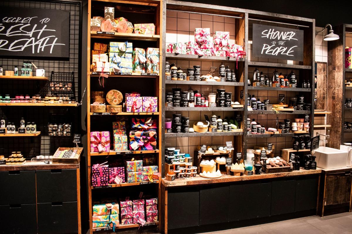 Lush gift boxes and bath and body lotions