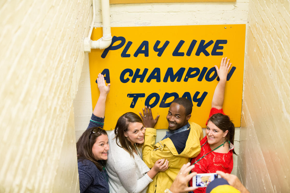 Play Like a Champion Today Sign at Notre Dame Stadium