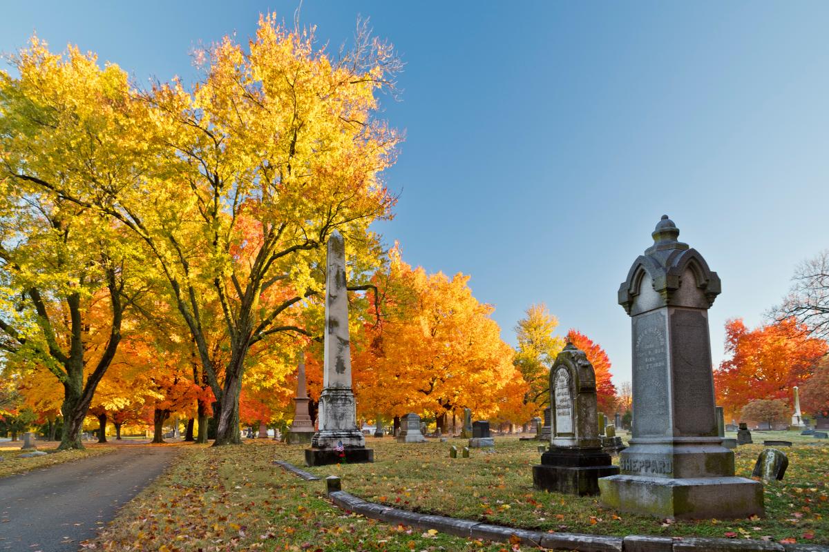 Maple Park Cemetery in the Fall in Springfield, Missouri