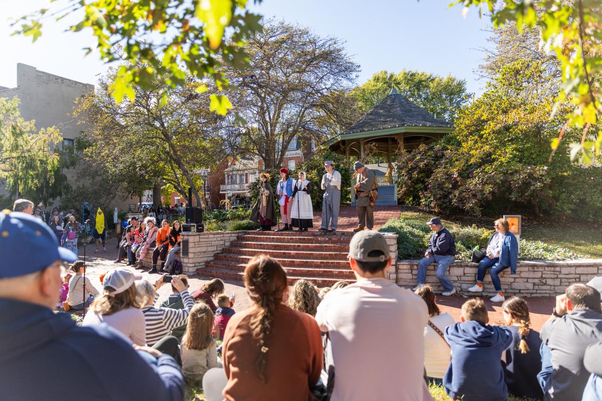 Characters performing at Legends & Lanterns® in the historic district of St. Charles, Missouri.