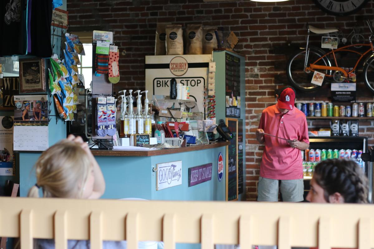 A Line for Bike Stop Cafe In St. Charles, MO